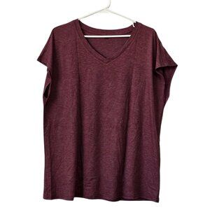 Women's Maroon Heathered V-Neck Tee T-Shirt Size XL NWOT